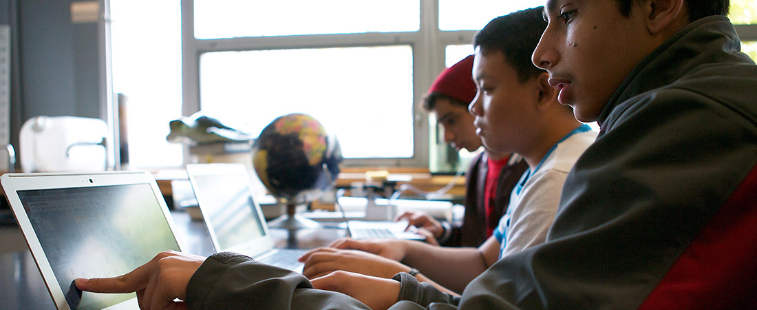 Picture of students using computers.
