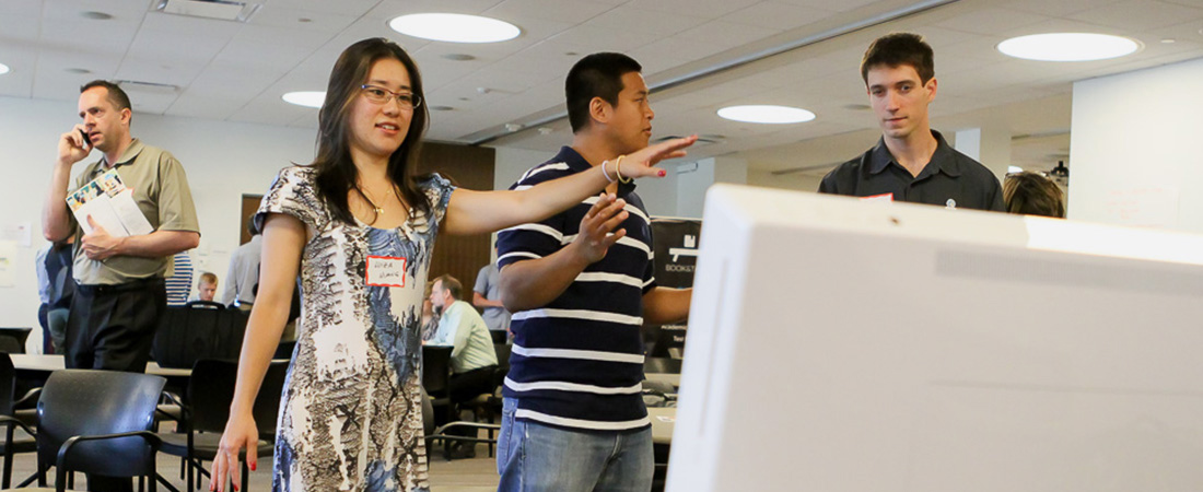 A teacher demos a new educational product at Beta Teacher. A teacher demos a new educational product at Beta Teacher.