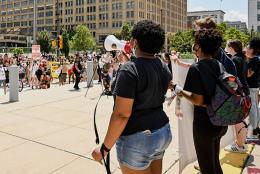 A photo of a protest representing Beyond #PoliceFreeSchools: Reimagining Safe, Equitable Schools